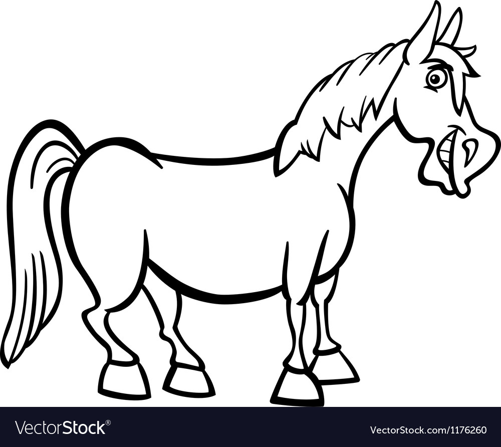 Farm horse cartoon for coloring book royalty free vector