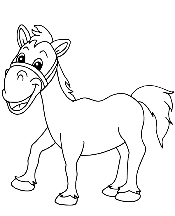 Cartoon style horse coloring page