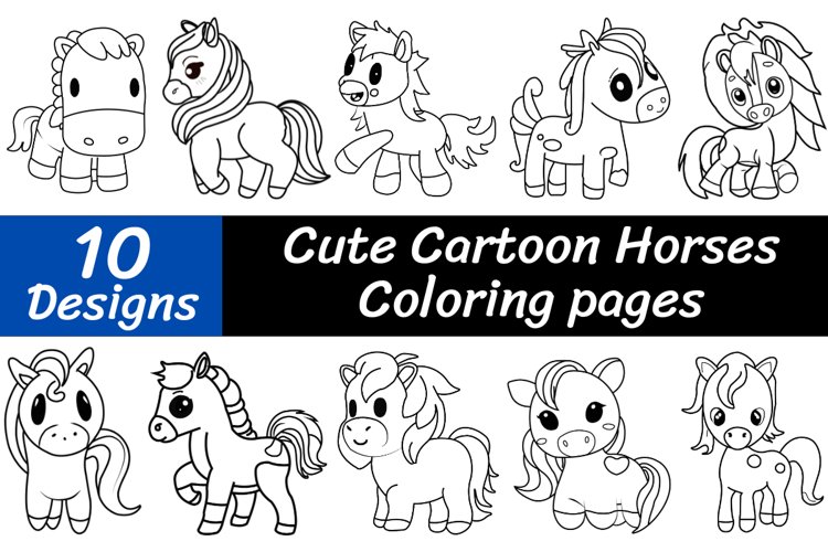 Cute cartoon horses coloring pages horses coloring book