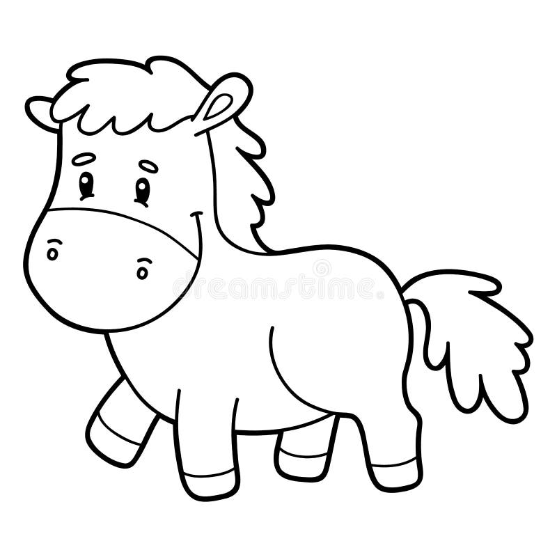 Coloring page cartoon horse stock vector