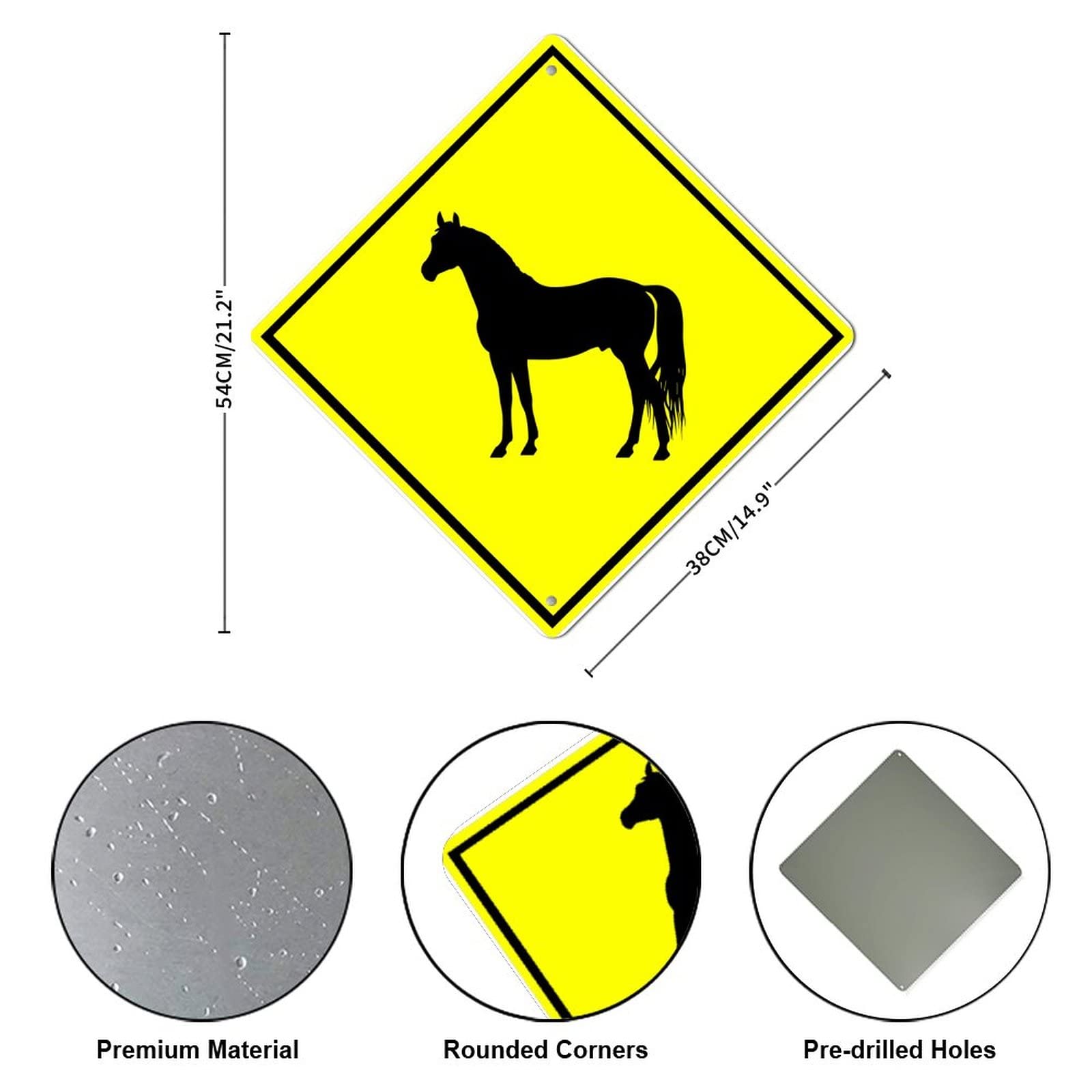 Inch horse crossing sign caution horse xing warning metal sign novelty rusty street street sign fade resistant metal sign plaque for pub gate bar der garden