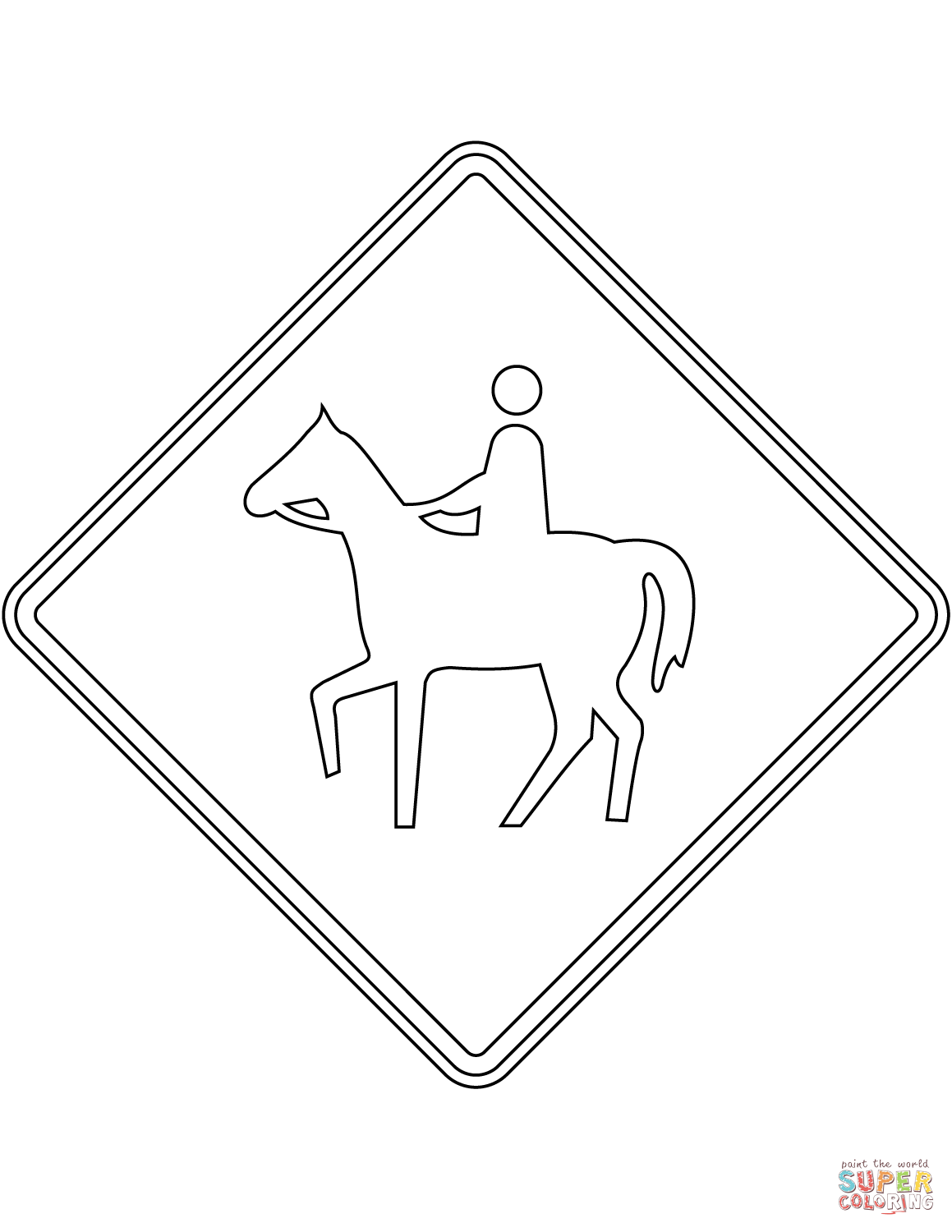 Horse crossing sign in ontario coloring page free printable coloring pages
