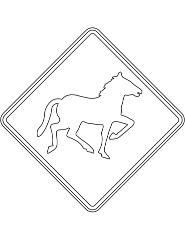 Watch for large animals wild horses sign in new zealand coloring page free printable coloring pages