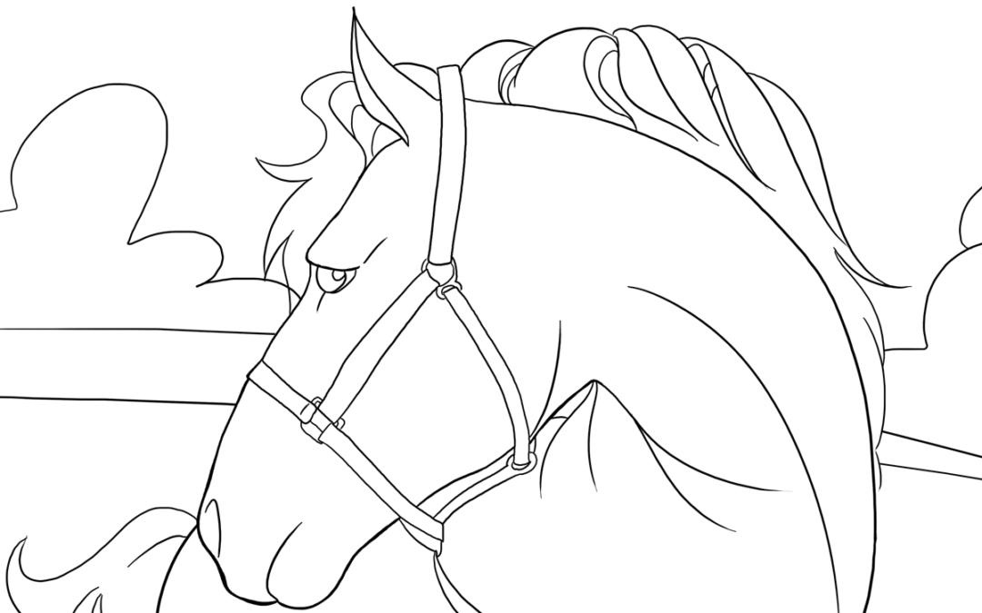 Coloring page with horses free
