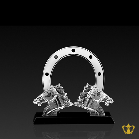 Buy personalize crystal horse trophy two horse head with black crystal base in dubai abu dhabi uae