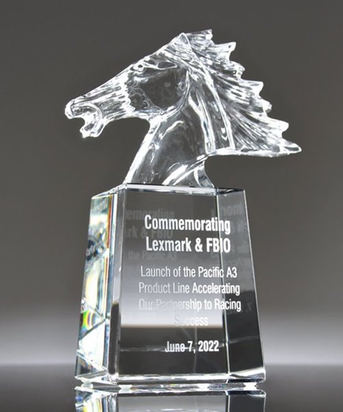 Crystal horse award mustang horse head trophy awards