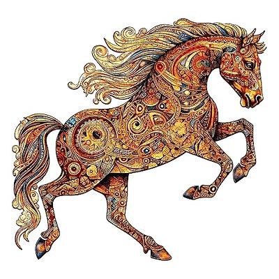 Jigfoxy wooden puzzles for adults horse wooden jigsaw puzzles for adults unique animal shape wood cut puzzleschristmas thanksgiving day gifts for family friend m