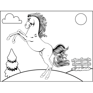 Horse on hind legs coloring page
