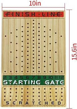 Jyquorp horse race board game racing game thickened solid wood with luxurious durable classic metal horses with dice and boxes of cards horse racing game log color rectangleâ