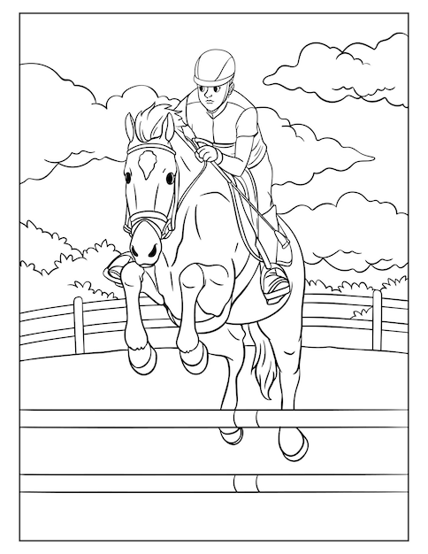 Premium vector show jumping coloring page for kids