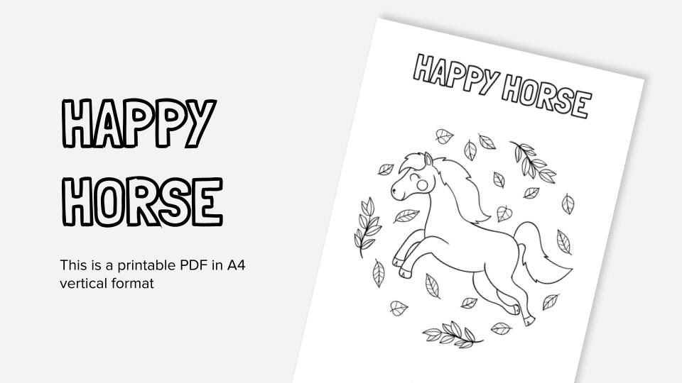 Funny horse printable coloring worksheet