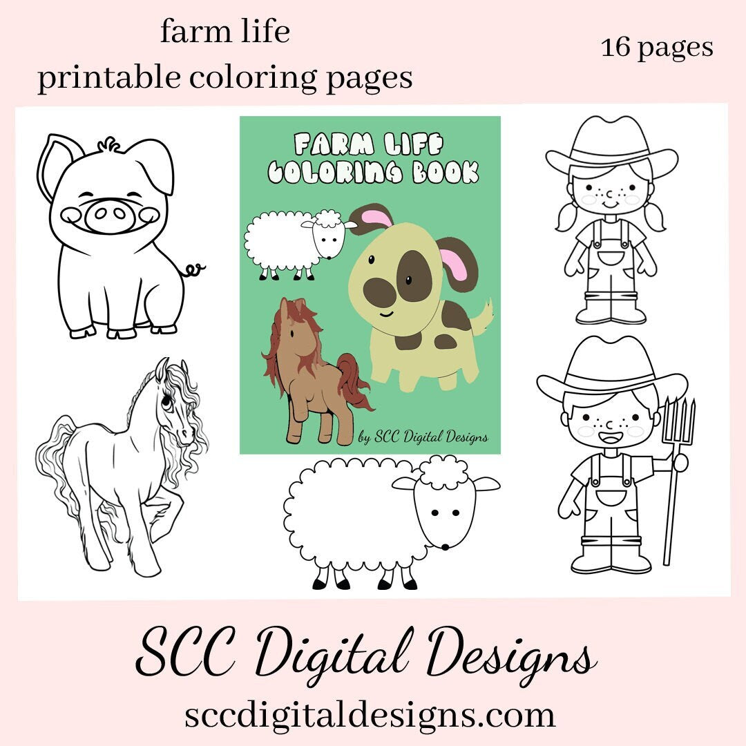 Printable coloring pages print at home for kids farm animals home sch â scc digital designs