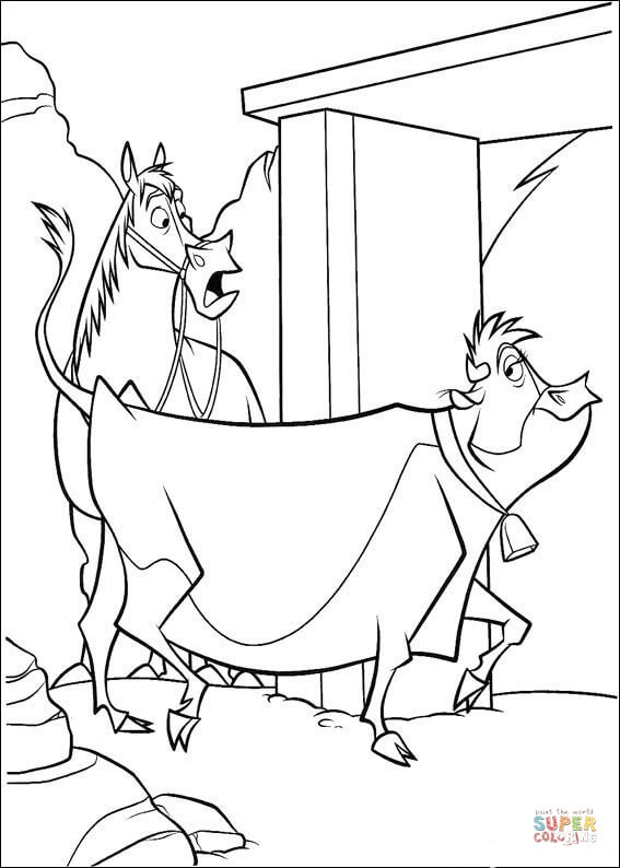 Horse and cow coloring page free printable coloring pages