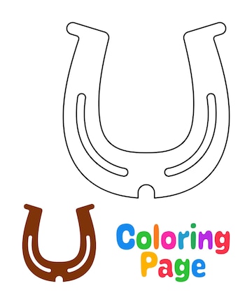 Premium vector coloring page with horseshoe for kids