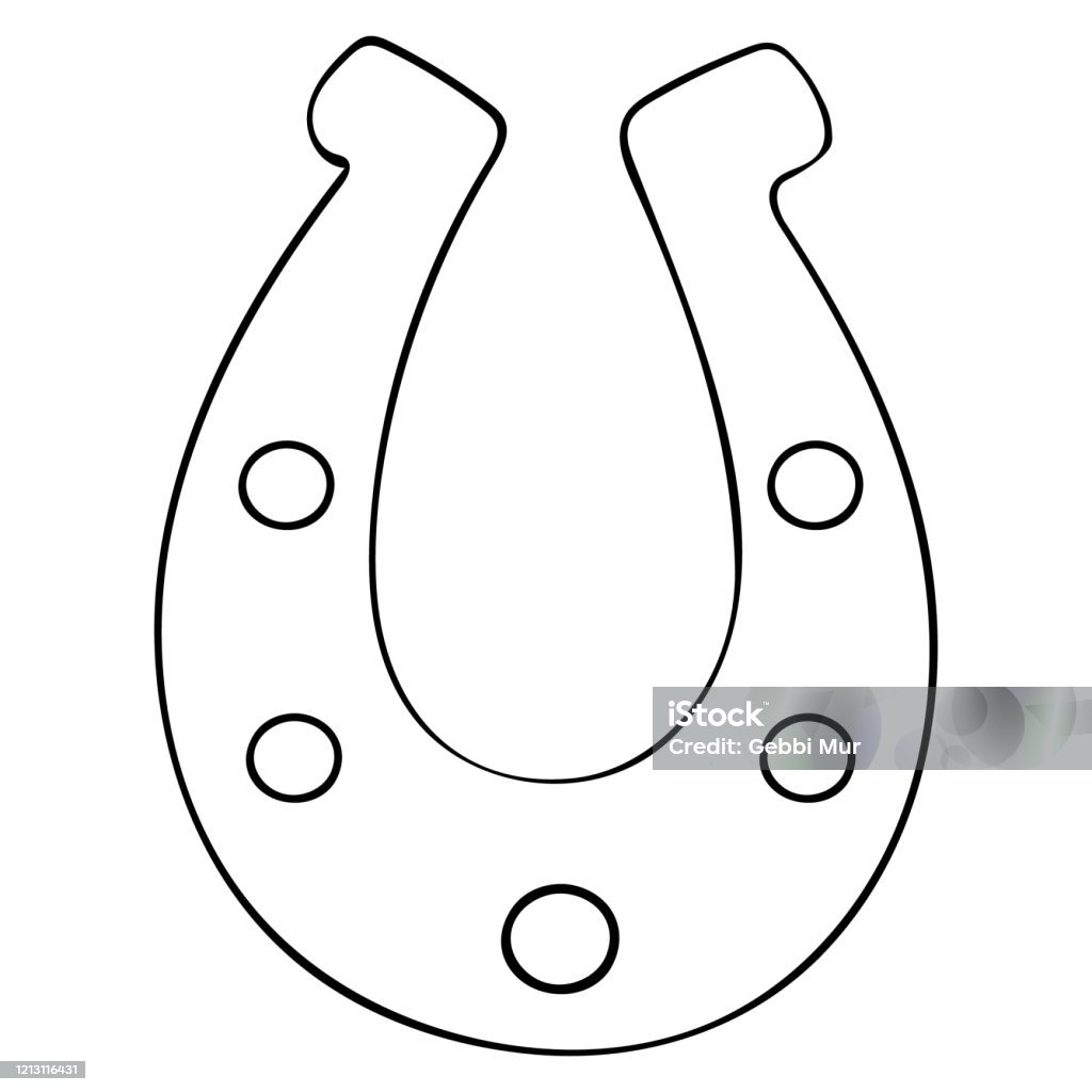 Vector illustration a lucky horseshoe coloring pages for children and adults outline on an isolated background horse shoes an idea for a book magazine or web design doodle style stock illustration