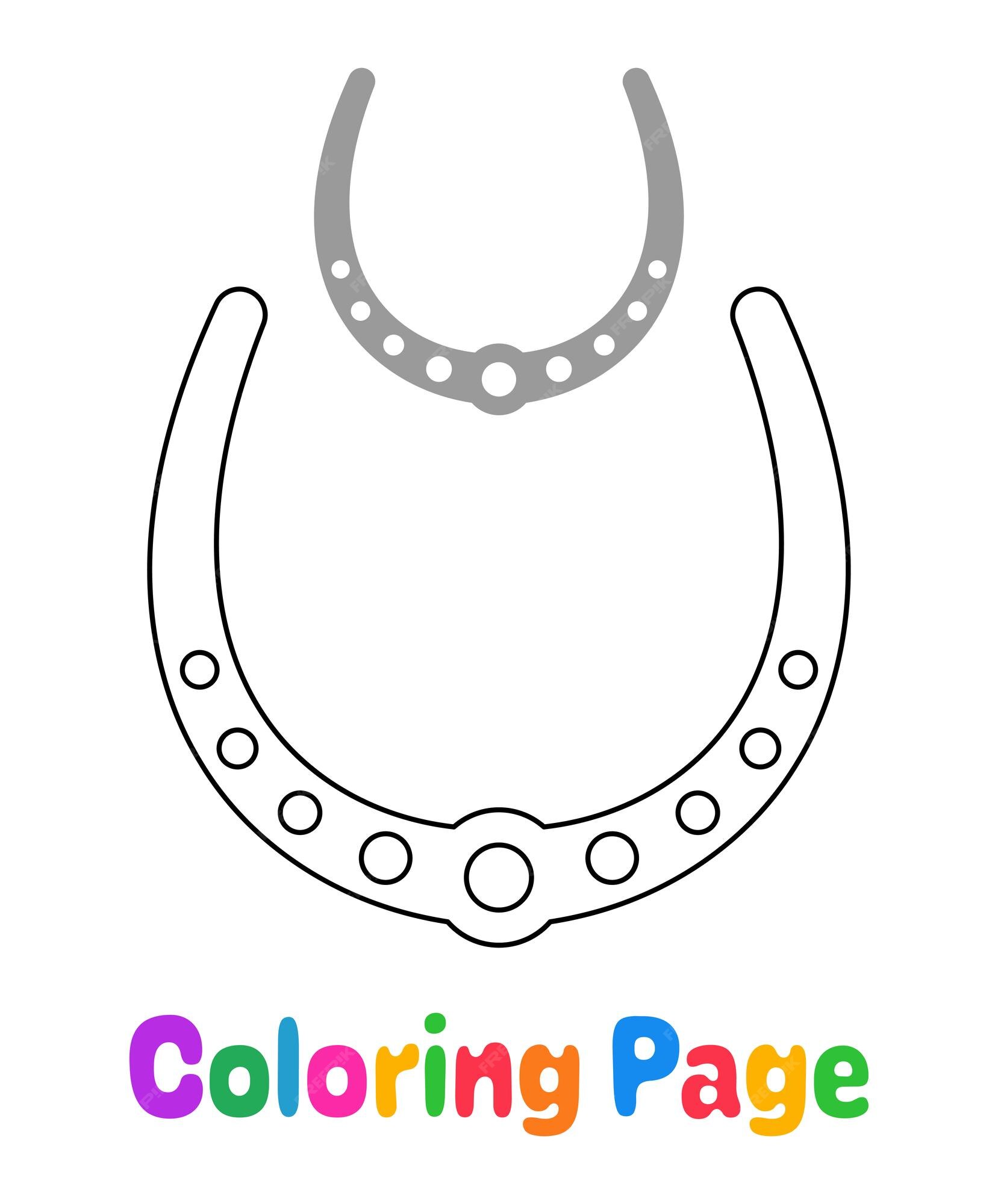 Premium vector coloring page with horseshoe for kids