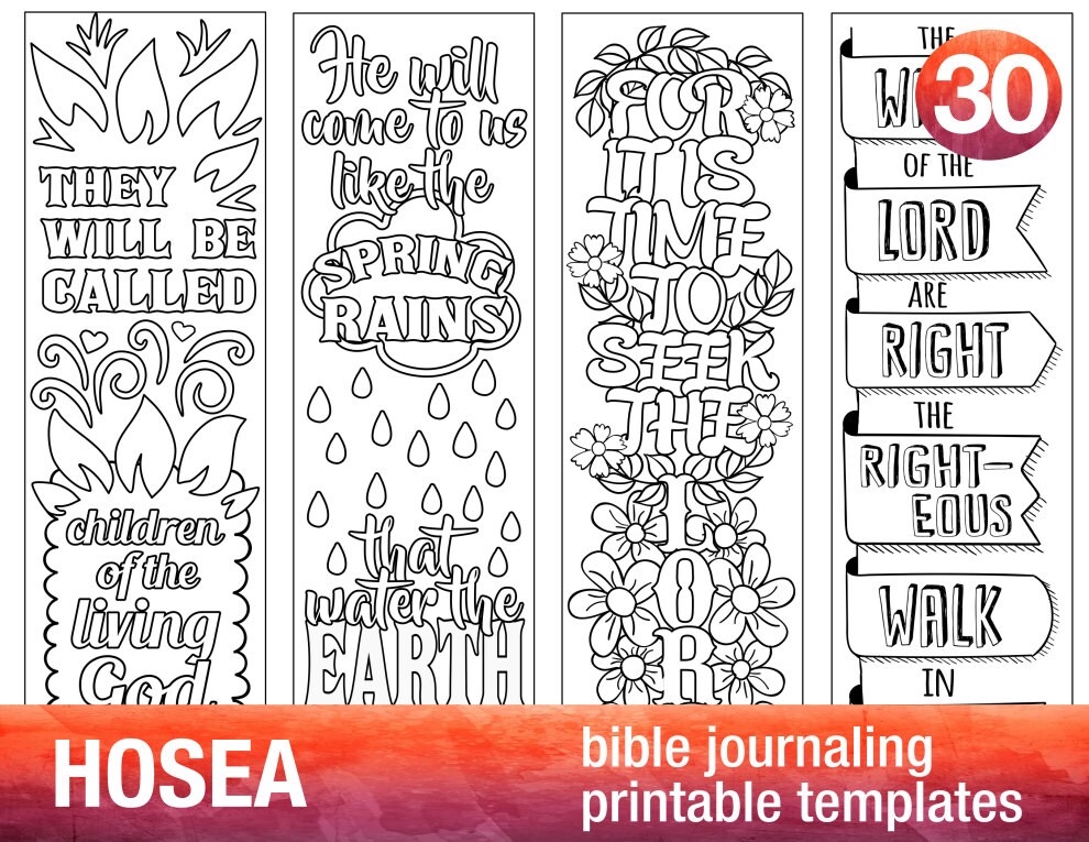 Hosea bible journaling printable templates illustrated christian faith bookmarks black and white bible verse prayer journal