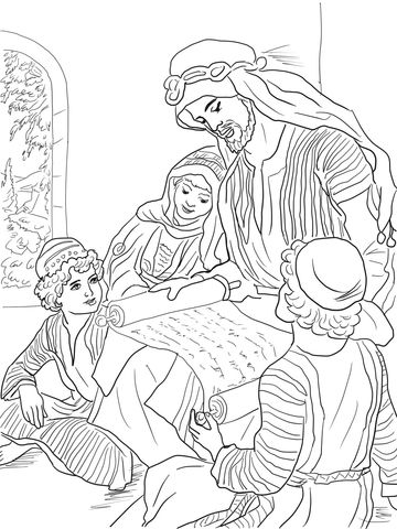 Prophet hosea reads to his three children coloring page free printable coloring pages bible coloring pages bible coloring sunday school coloring pages