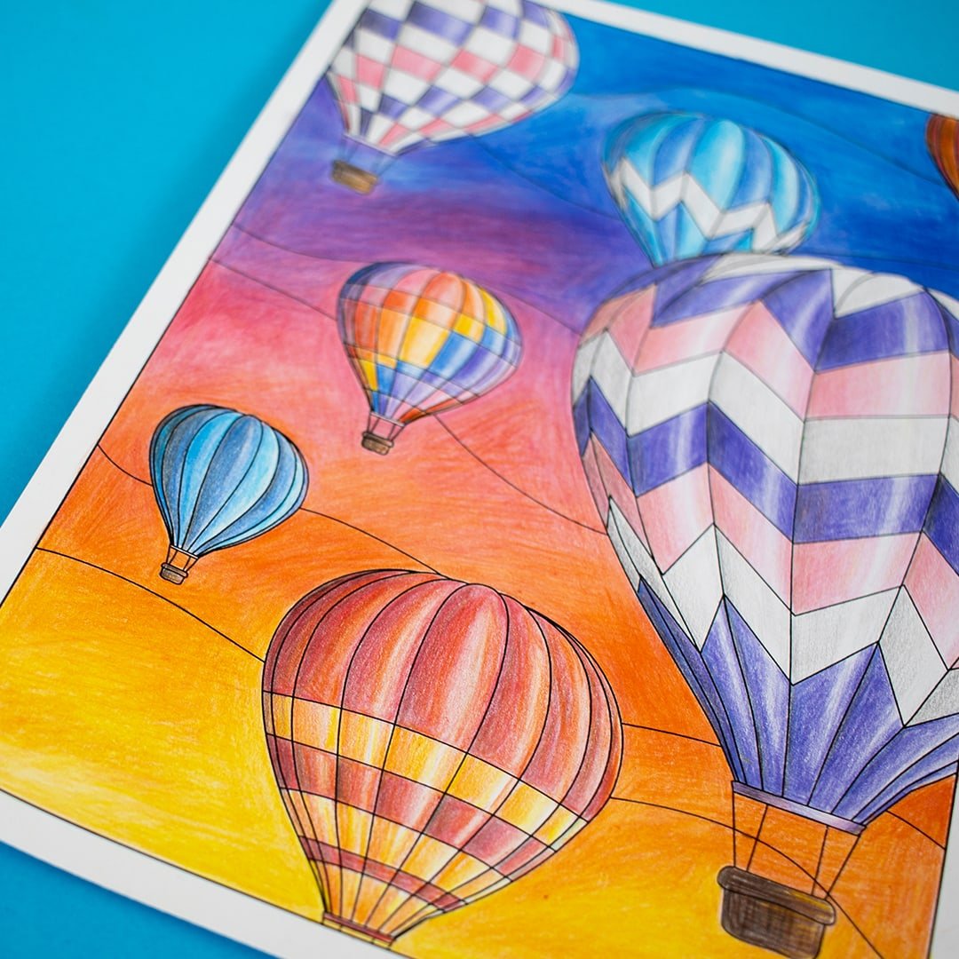 Hot air balloon coloring page