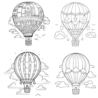 Hot air balloon coloring page images
