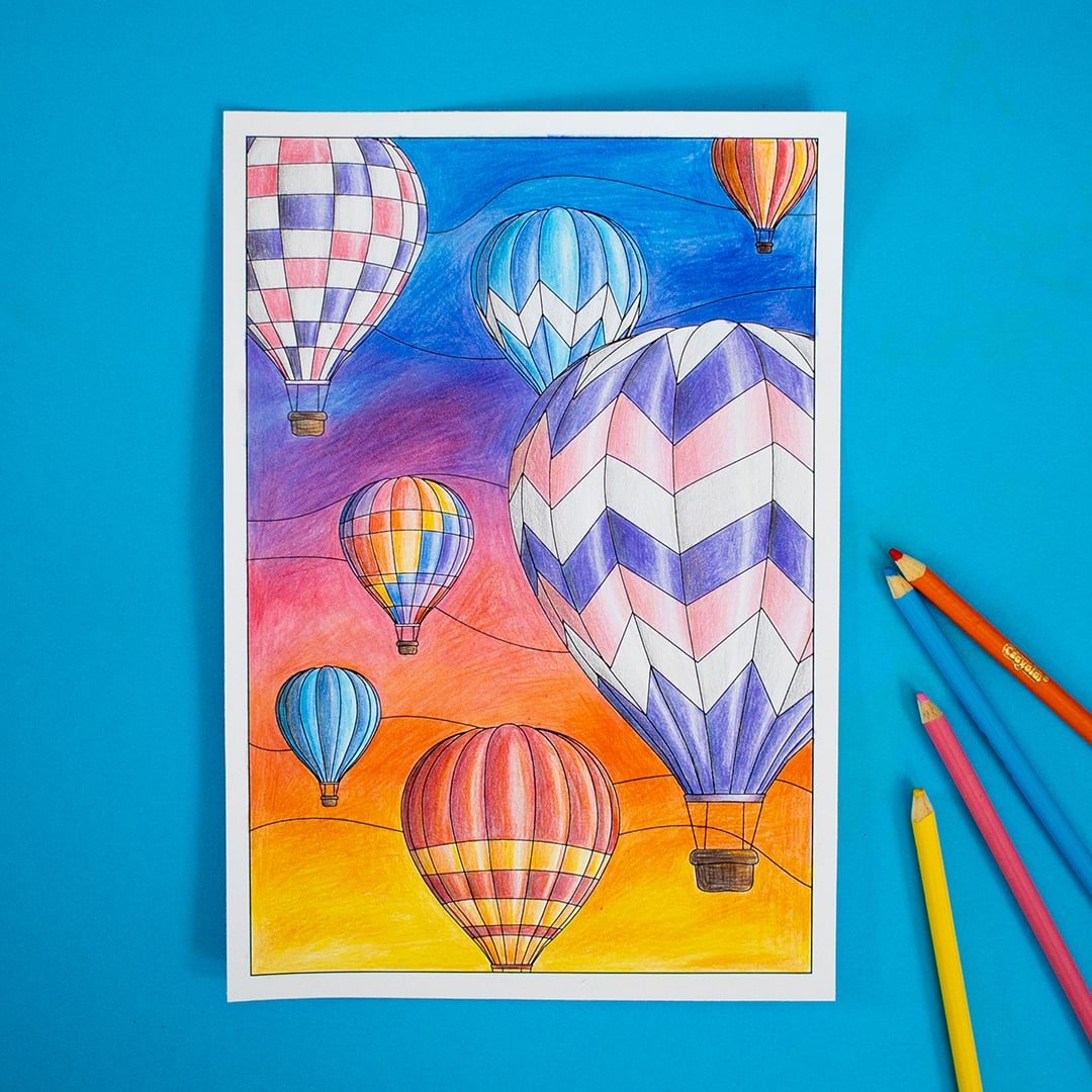 Hot air balloon coloring page