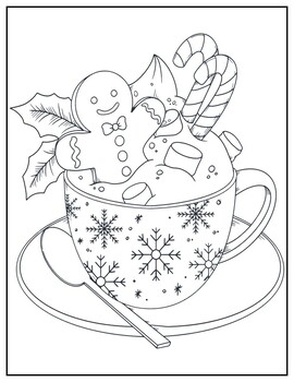 Winter months mugs hot cocoa cups coloring page hot drinks coloring sheet