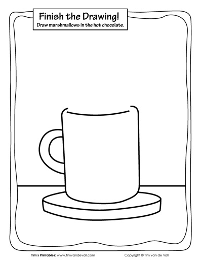 Finish the drawing â hot chocolate â tims printables