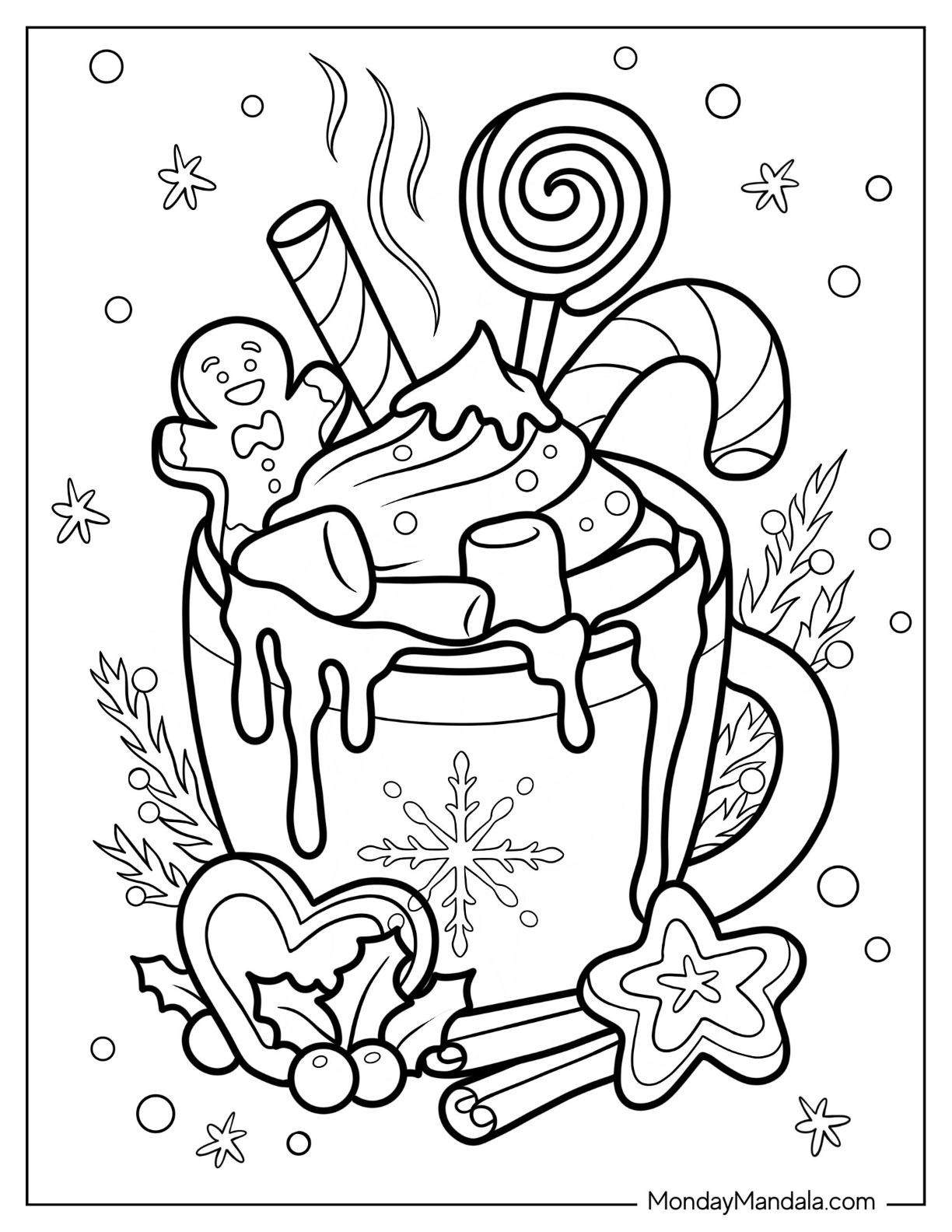 Hot chocolate coloring pages free pdf printables