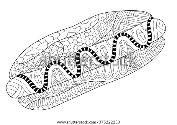 Hot dog coloring page illustration stock vector royalty free