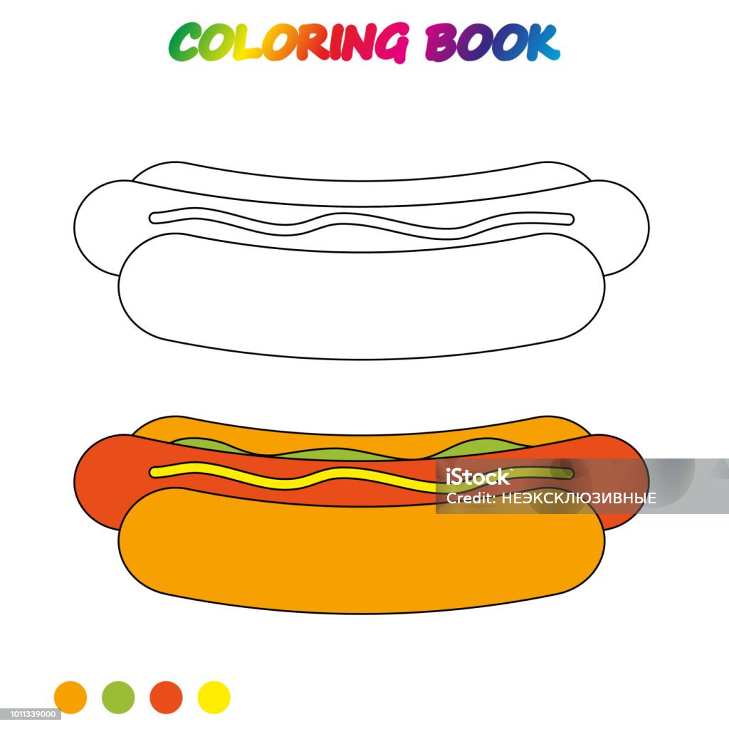 Hot dog coloring book coloring page to educate preschool kids game for preschool kids vector cartoon illustration worksheet stock illustration