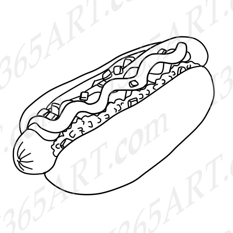 Buy get free hot dog clipart illustration digital scrapbooking fast food coloring page food clipart digital stamp jpeg png