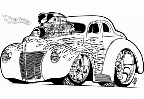 Hot wheels hot rod coloring page free printable coloring pages