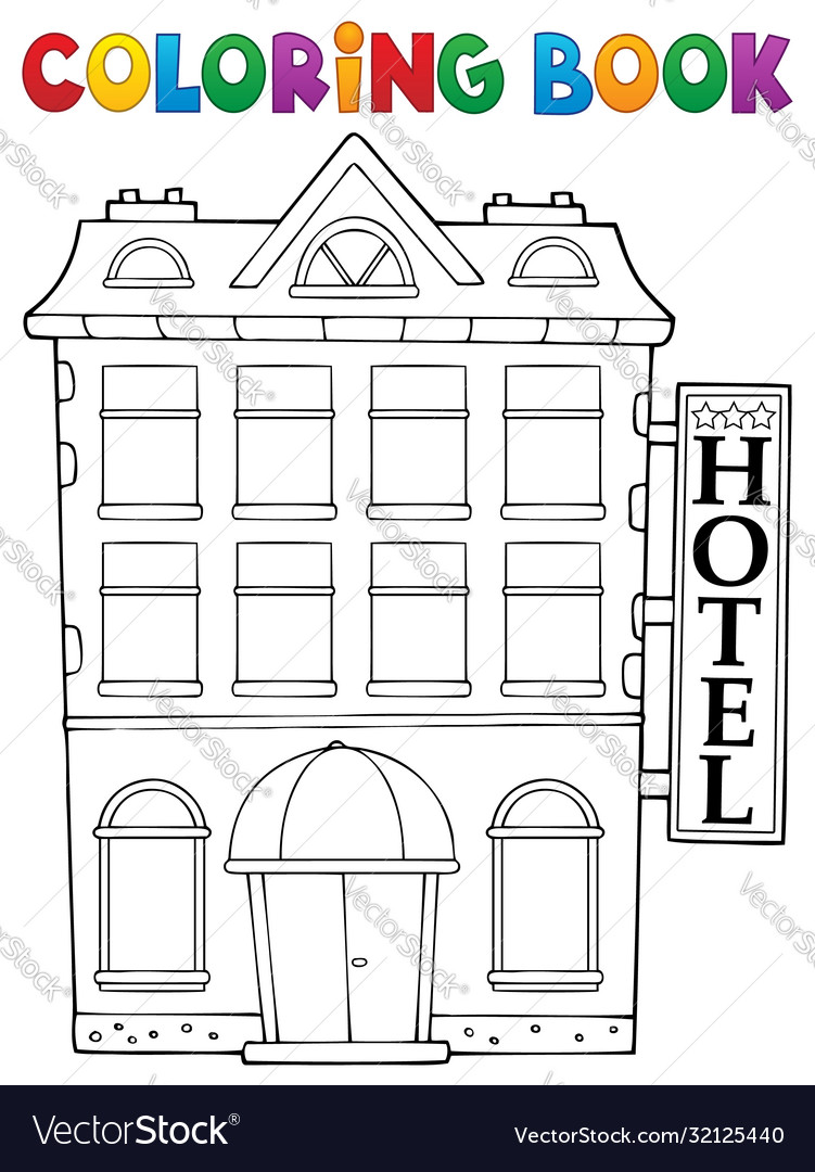 Coloring book hotel theme royalty free vector image