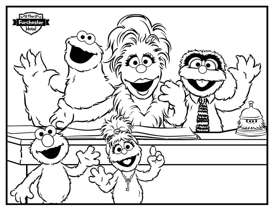 Characters from the furchester hotel coloring page