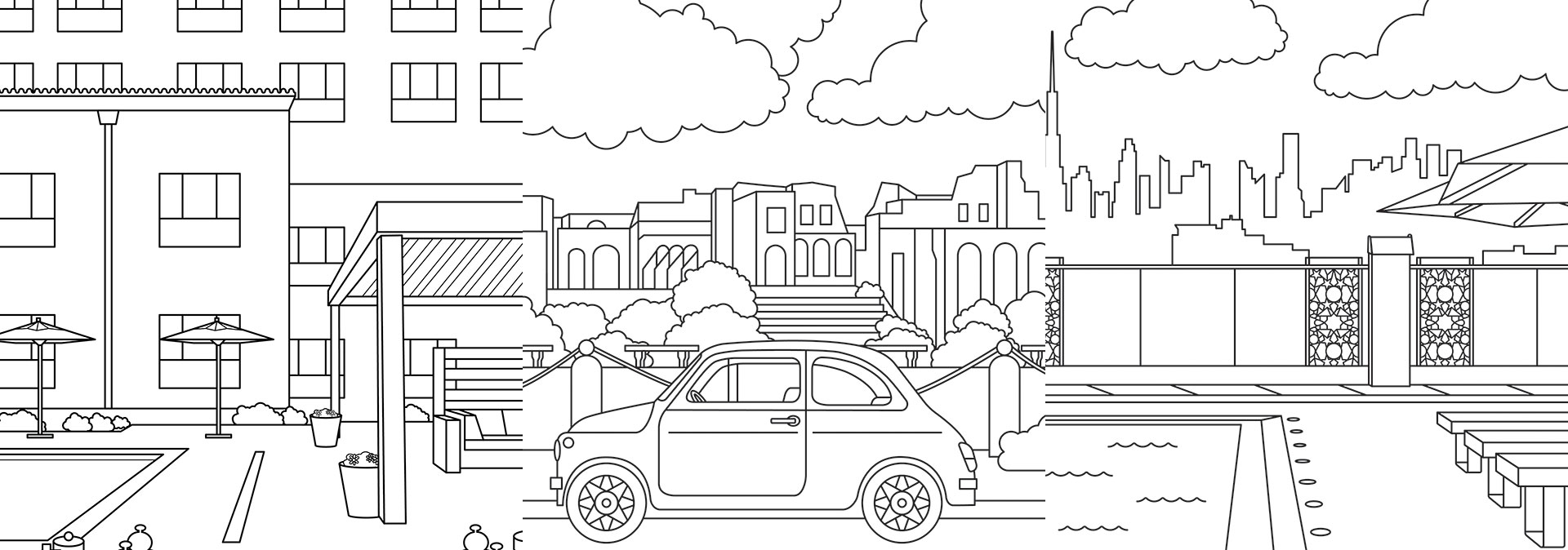 Travel the world at home coloring pages