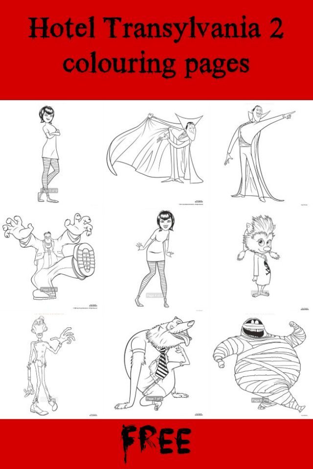 Free hotel transylvania colouring pages book to download
