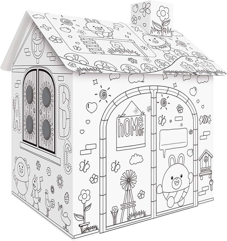 Paper craft house morelian diy large cardboard coloring creative crafts play house project assemble and paint educational toys feet tall for kids age buy online at best price in u