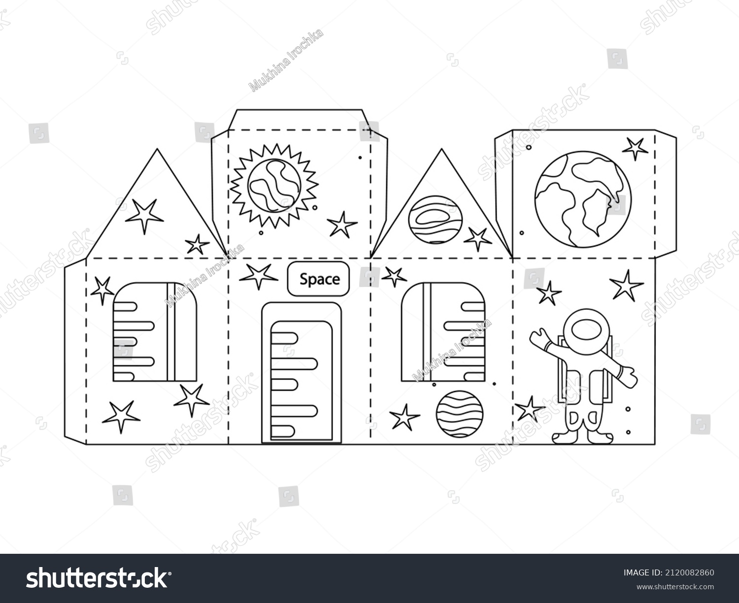 House paper cosmos model coloring pages stock vector royalty free