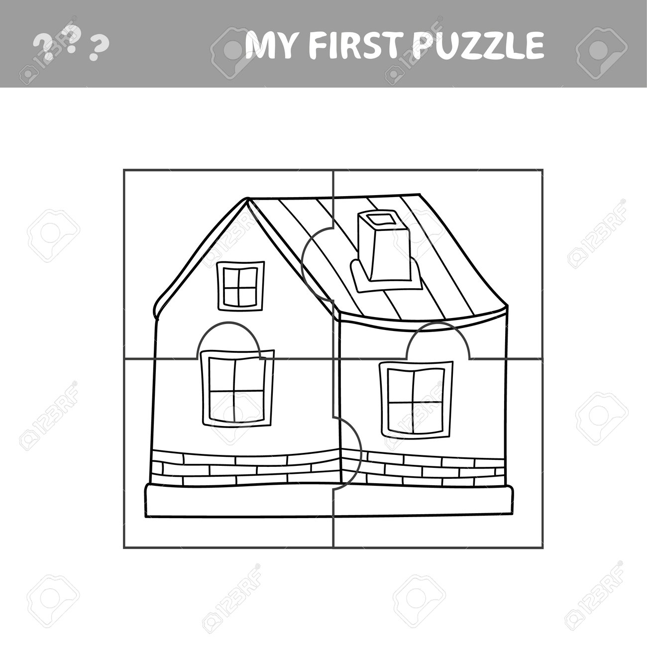 Education paper game for children carton house my first puzzle
