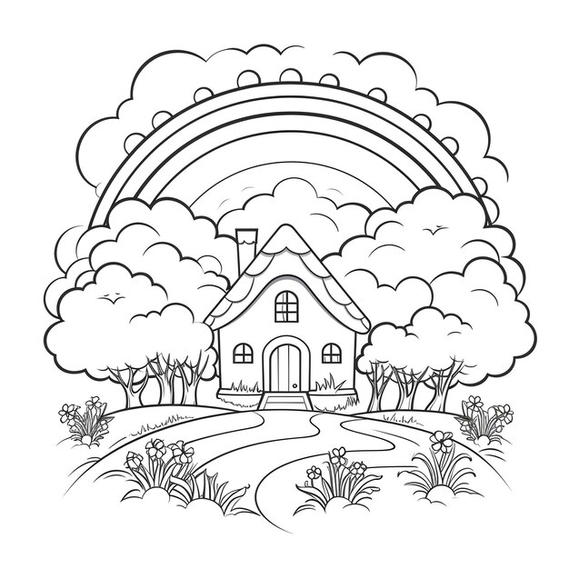 Premium ai image cute rainbow coloring page printable for children and kids image only