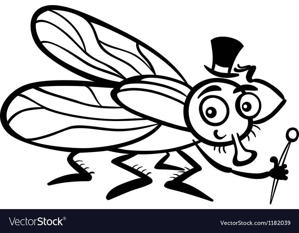 Housefly cartoon for coloring book royalty free vector image