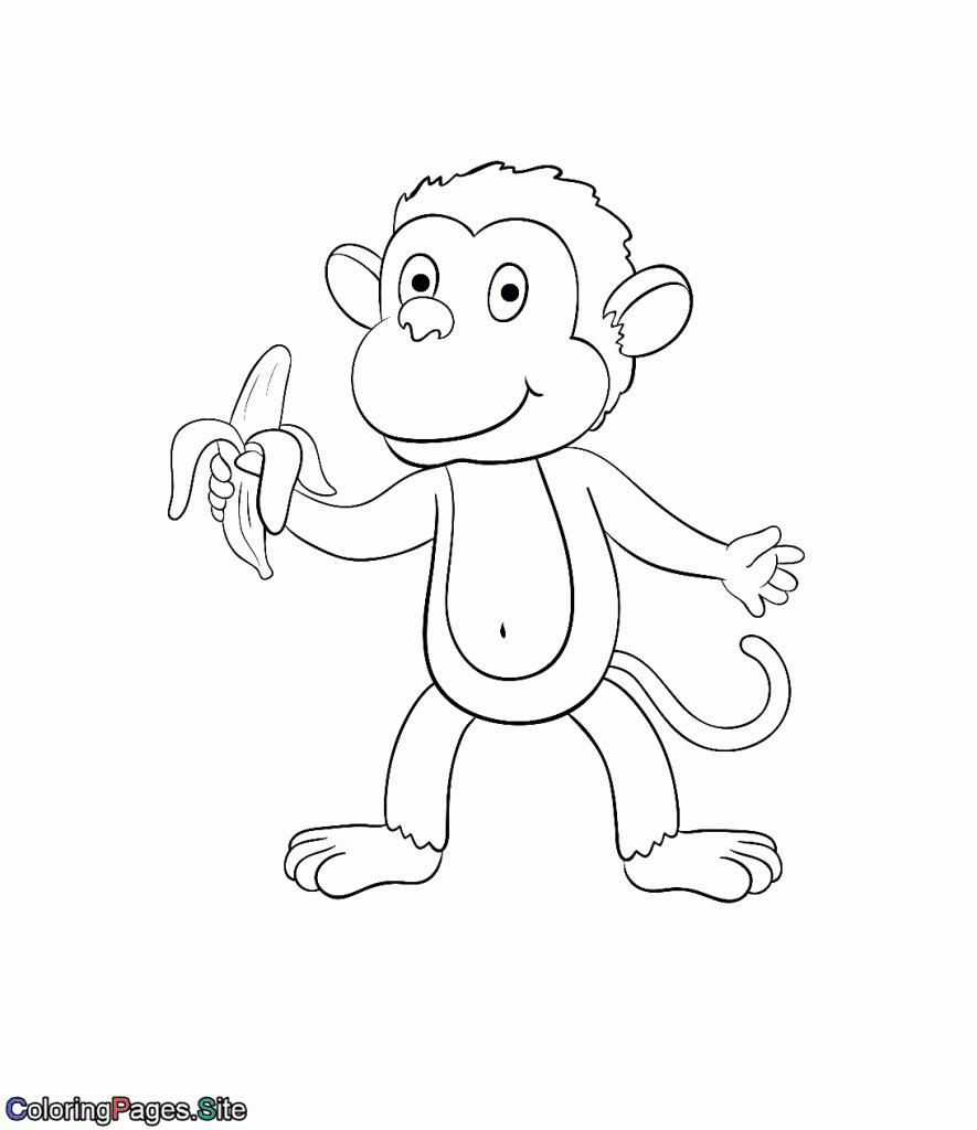 Monkey eating banana coloring page
