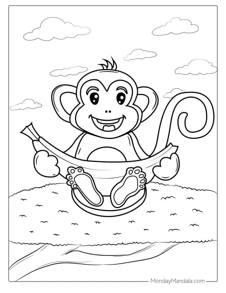 Banana coloring pages free pdf printables