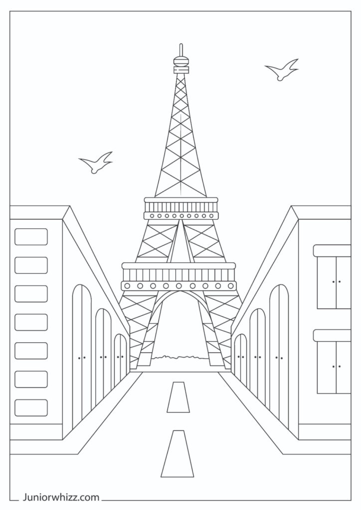 Eiffel tower coloring pages for kids printable pdfs