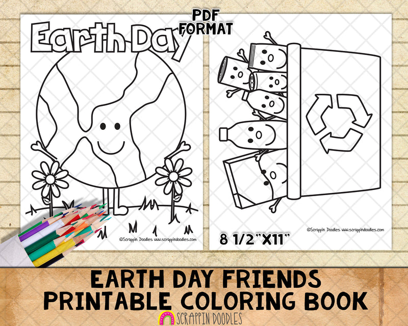 Earth day friends coloring book