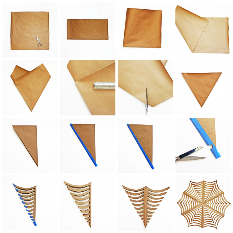 Ways to make kirigami spider webs for halloween