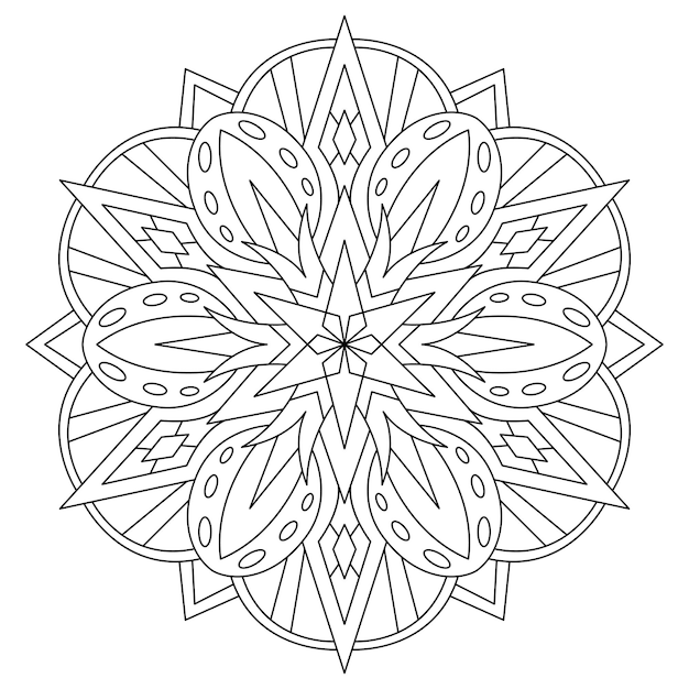 Premium vector coloring book for adults with six pointed star mandala