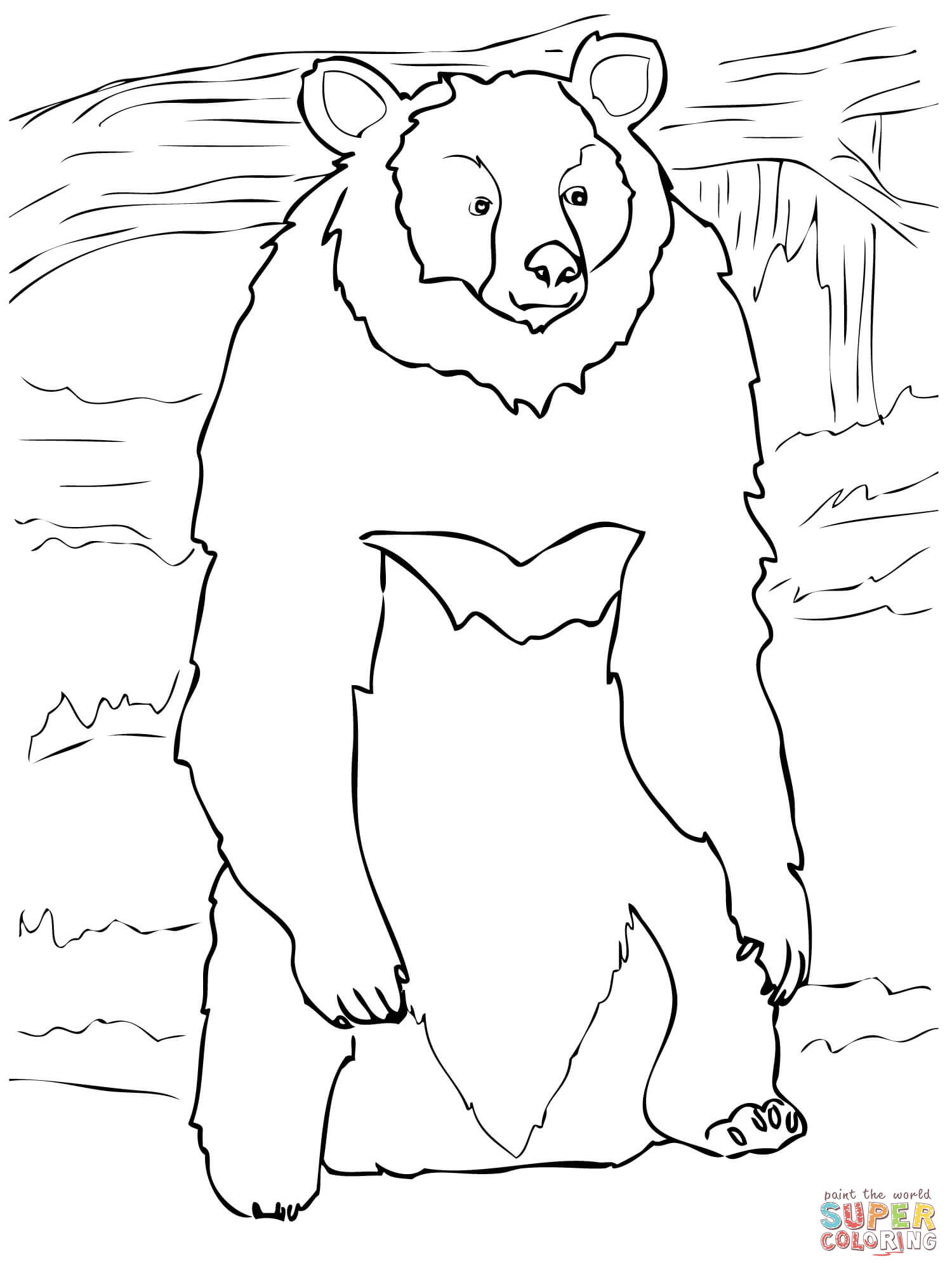 Asia black bear standing up coloring page free printable coloring pages