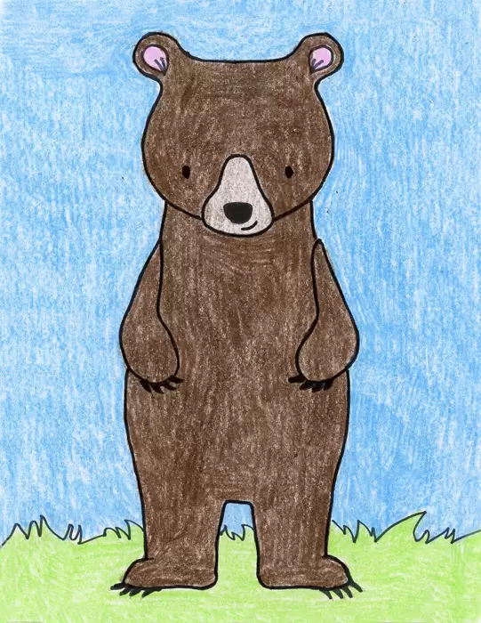 Easy how to draw a bear standing up tutorial and coloring page