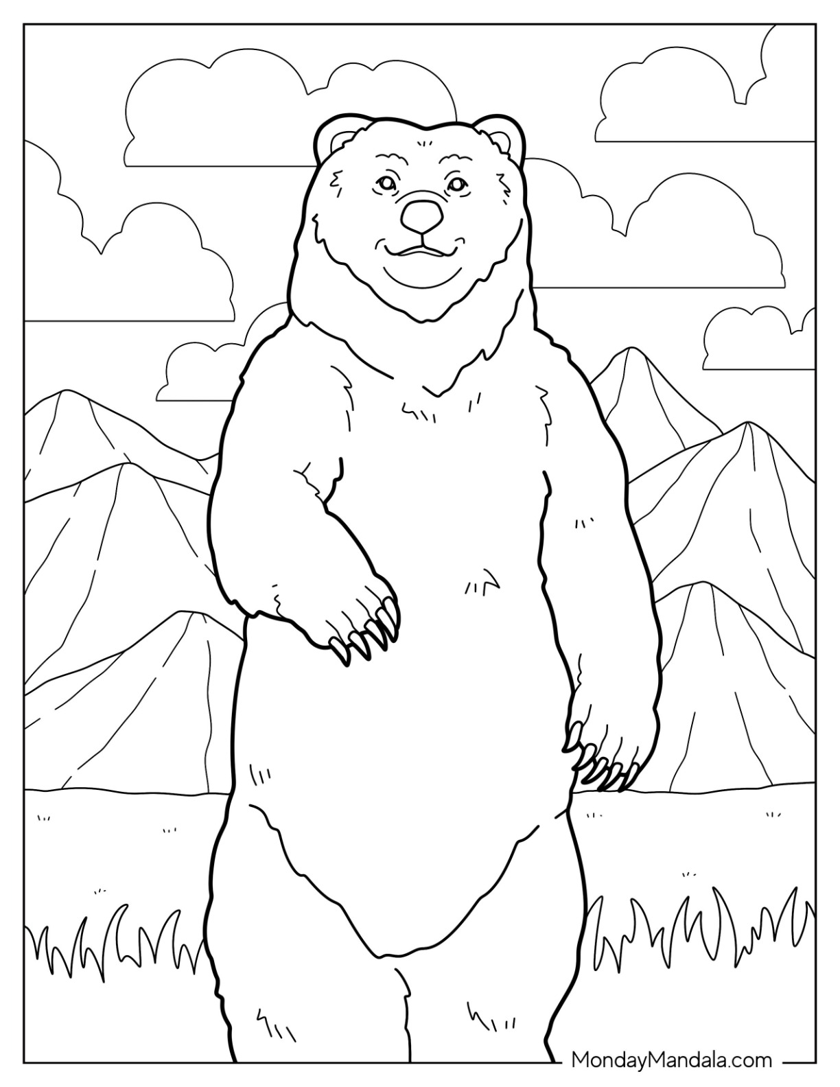 Bear coloring pages free pdf printables